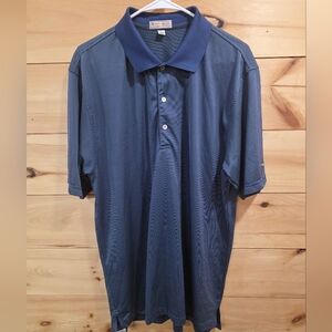 Peter Millar Summer Comfort Prestonwood Logo Blue Green Stripe Polo Shirt XL